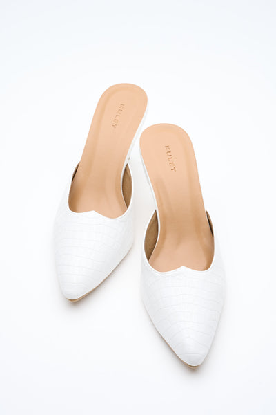 ALYA Kitten Heel White Croc