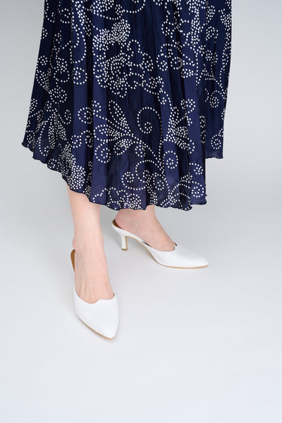 ALYA Kitten Heel White Croc