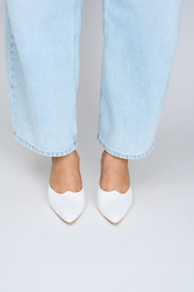 ALYA Kitten Heel White Croc