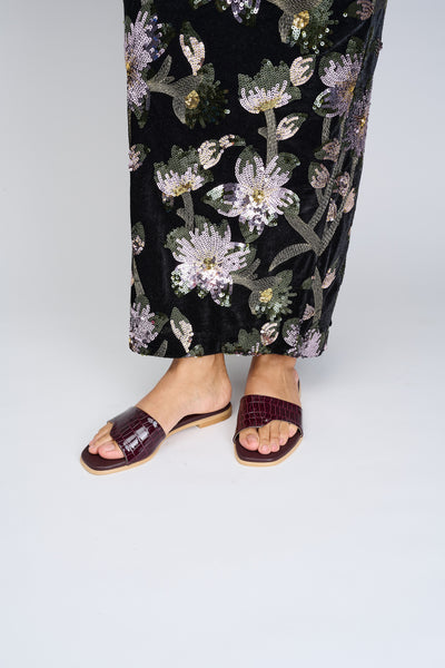 ELLIE Sandal Wine Croc